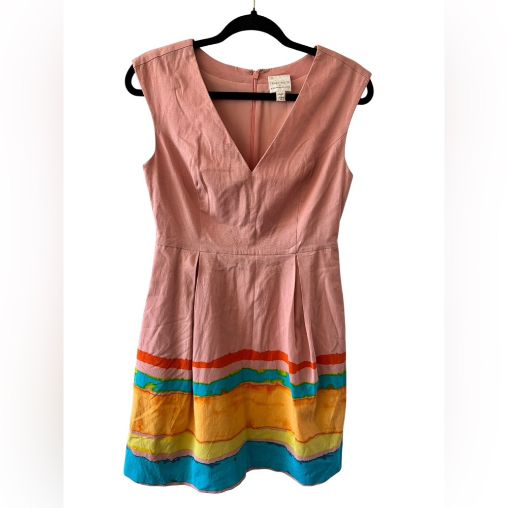 Anthropologie Tracy Reese Painterly Pleated & Flare abstract Dress size 4P